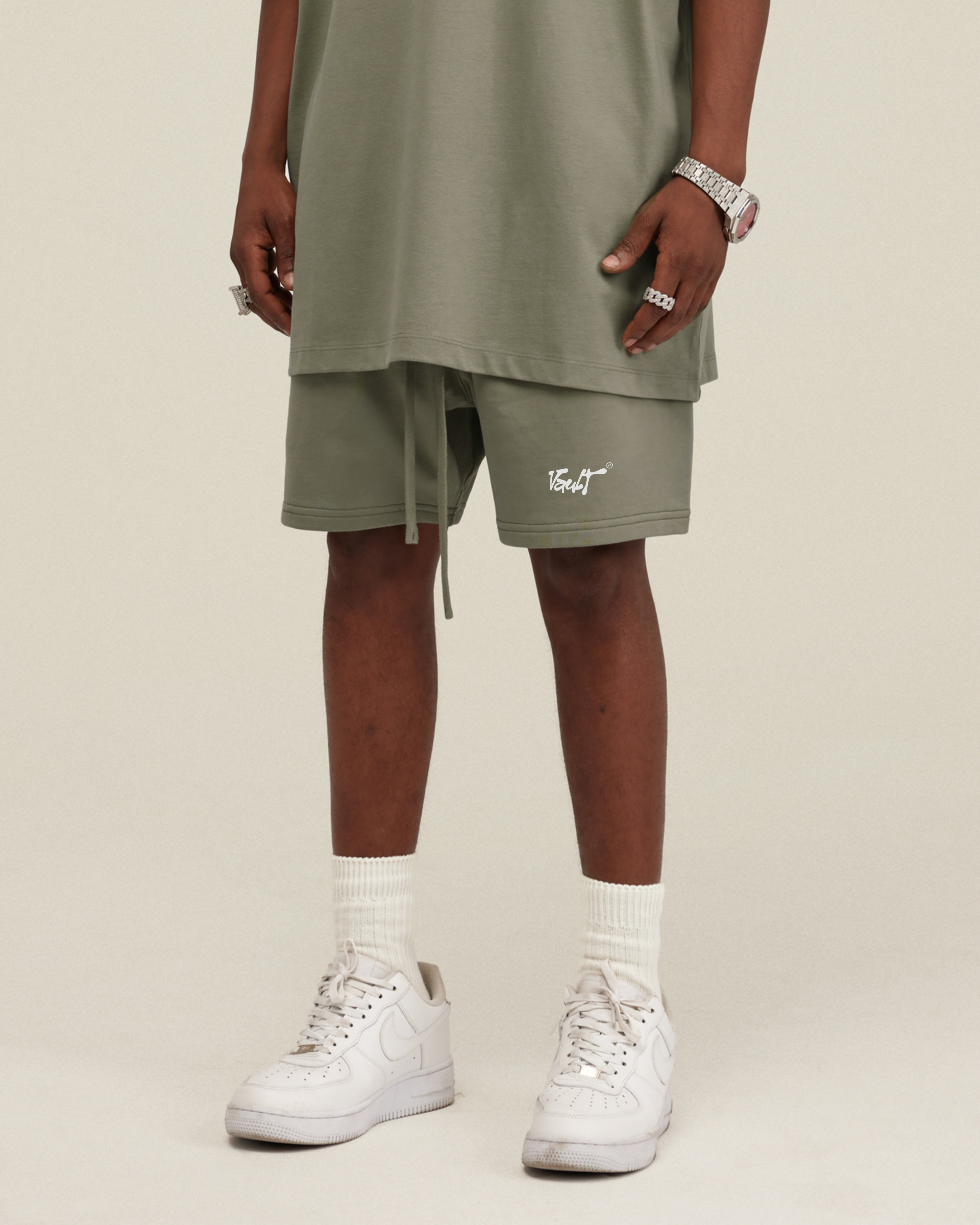 TAUPE SHORT Vault Drop – short loose fit baggy taupe coton épais streetwear unisex