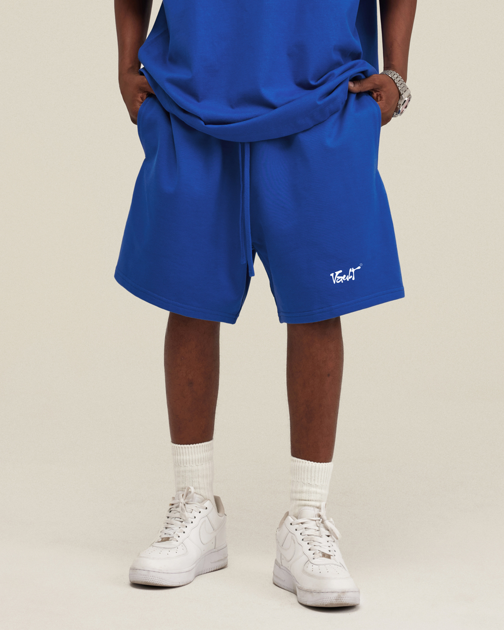 BLUE SHORT Vault Drop – short loose fit baggy bleu coton épais streetwear unisex
