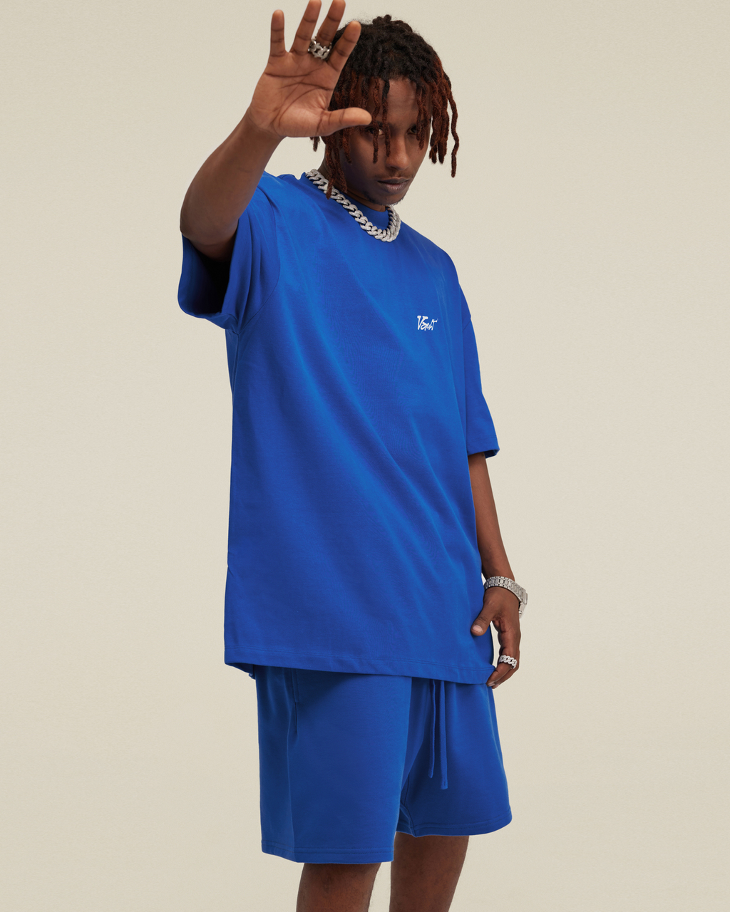 BLUE TEE Vault Drop – t-shirt boxy fit oversized bleu coton premium streetwear unisex