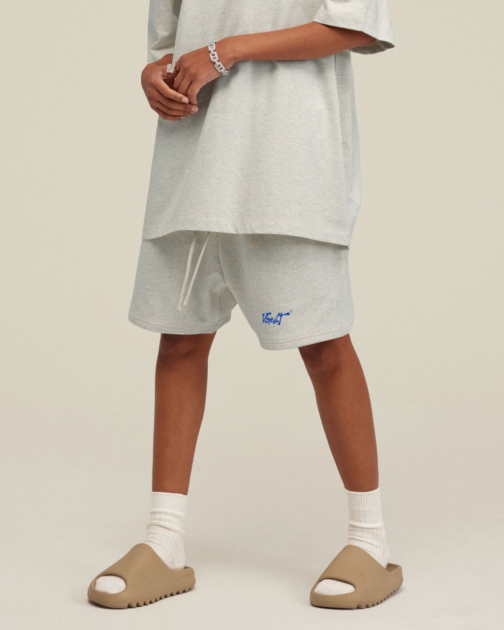 GREY SHORT Vault Drop – short loose fit baggy gris coton épais streetwear unisex