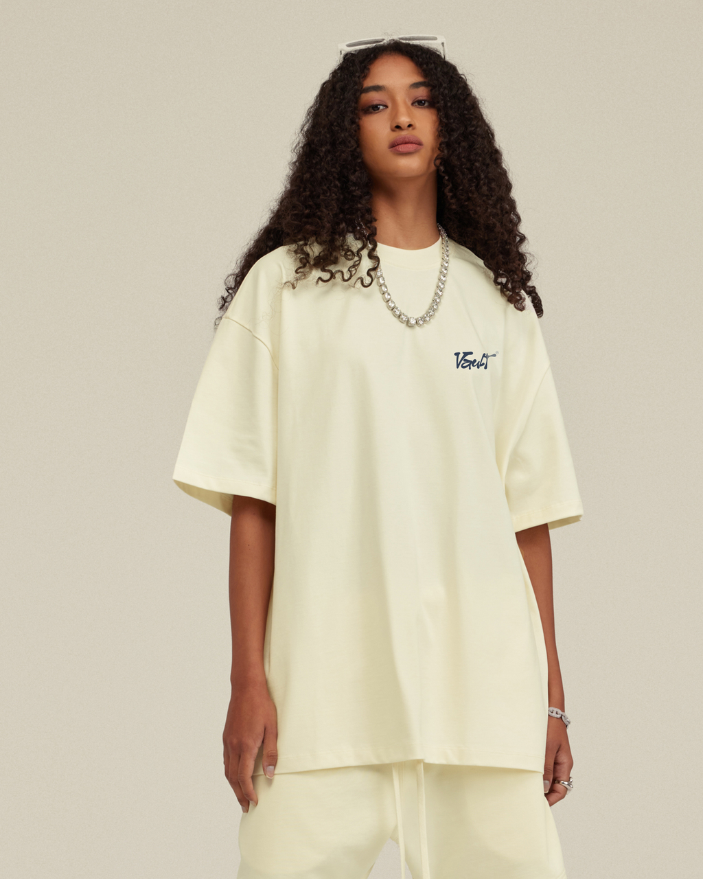 BEIGE Set Vault Drop – ensemble coordonné matching set boxy tee + short baggy beige coton streetwear